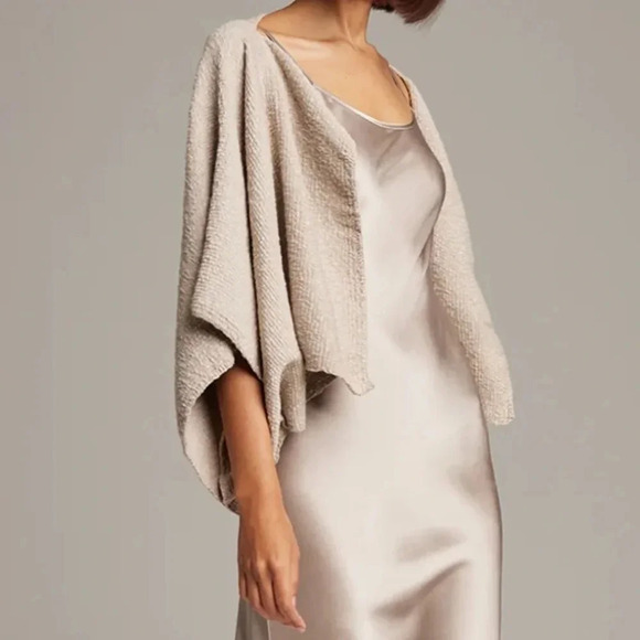 NWT VOZ TEXTURED COTTON TAUPE BOLERO - Picture 2 of 7